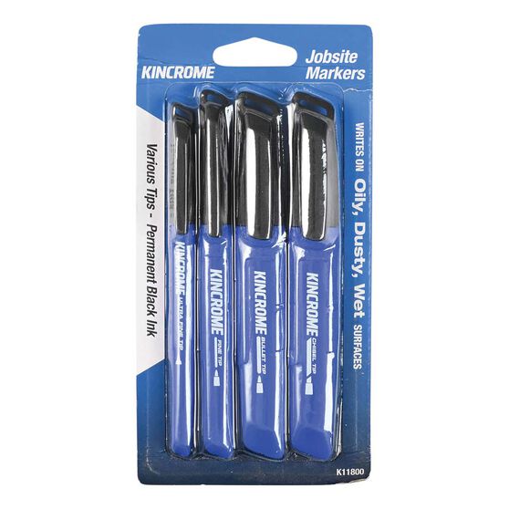Kincrome Permanent Markers 4 Pack Black & Various Tips, , scaau_hi-res