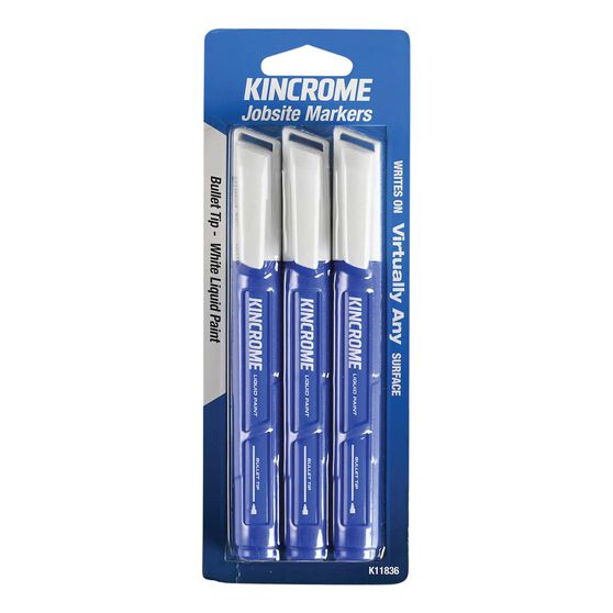 Kincrome Paint Marker 3 Pack White & Bullet Tip, , scaau_hi-res