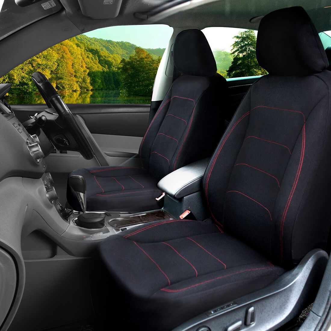 Ridge Ryder Neoprene Seat Covers Black/Red 30SAB, , scaau_hi-res