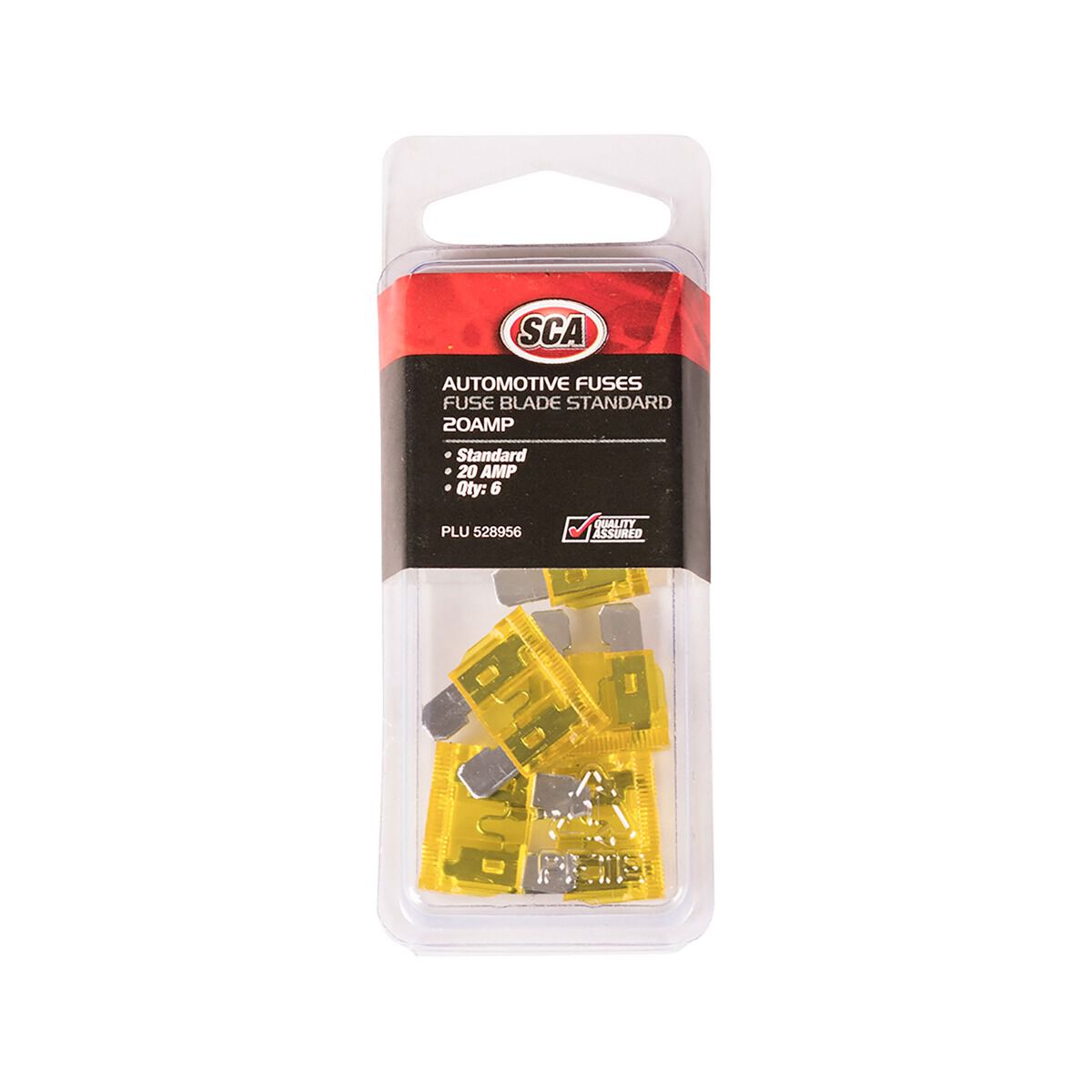 SCA Automotive Fuses - Standard Blade, 20 Amp, 6 Piece, , scaau_hi-res