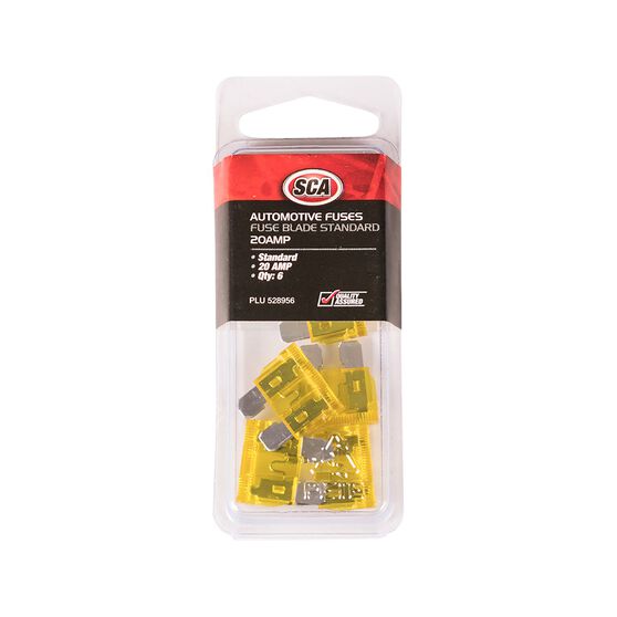 SCA Automotive Fuses - Standard Blade, 20 Amp, 6 Piece, , scaau_hi-res