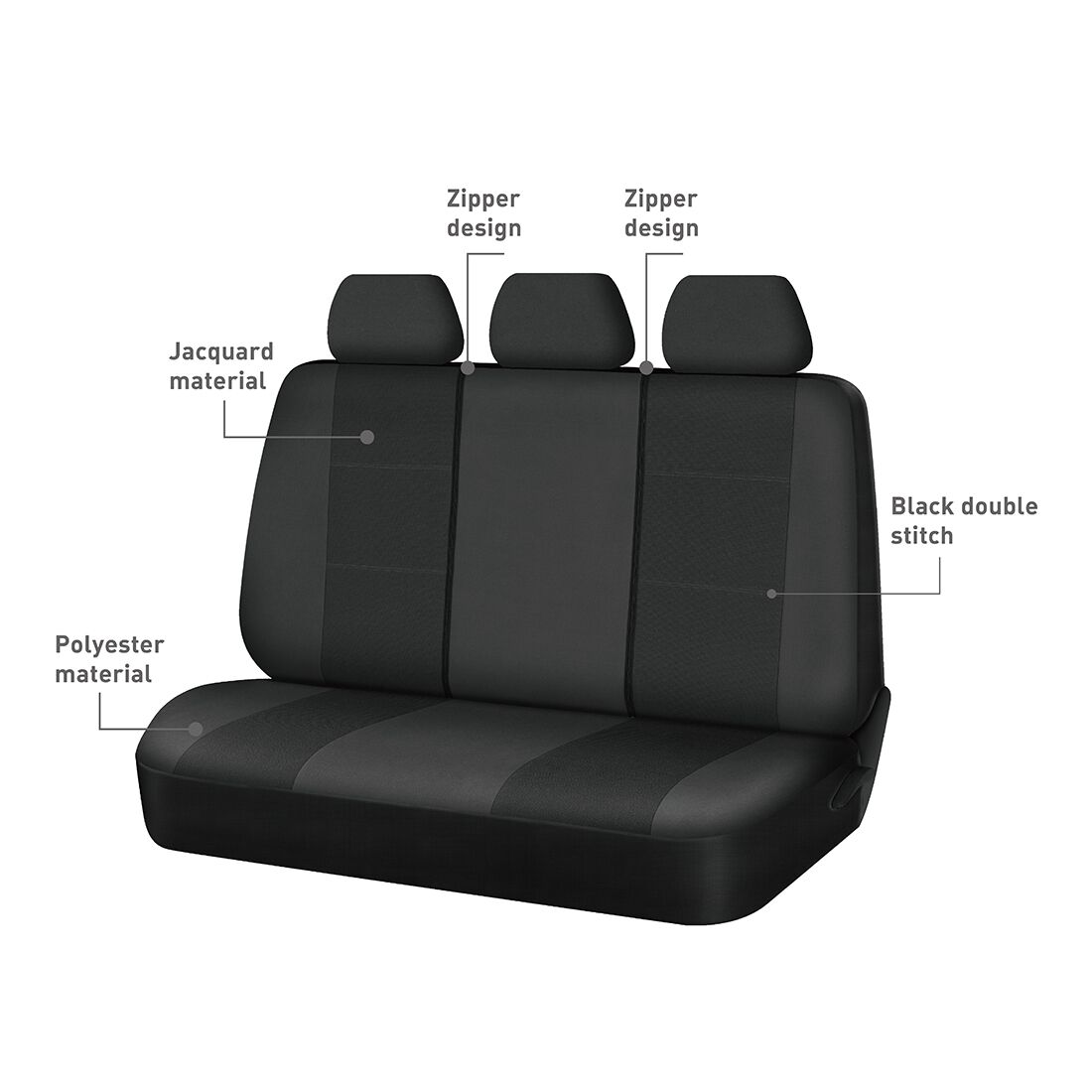 SCA Jacquard Seat Covers Black, Rear, Airbag Compatible, Size 06H, , scaau_hi-res