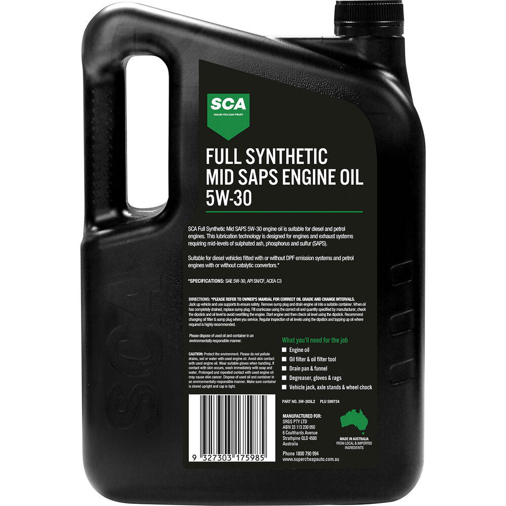 SCA Full Synthetic Engine Oil C3 5W30 5 Litre Supercheap Auto