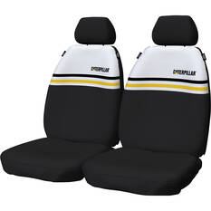CAT Canvas Seat Covers Yellow/White Stripe Adjustable Headrests Airbag Compatible 30SAB, , scaau_hi-res