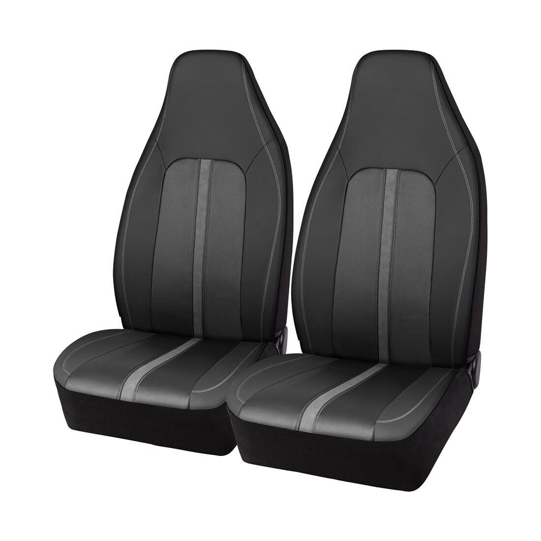 SCA Seat Cover Sports Black & Grey Metallic Leather Look, Built-in Headrests, Airbag Compatible, Size 60A, , scaau_hi-res