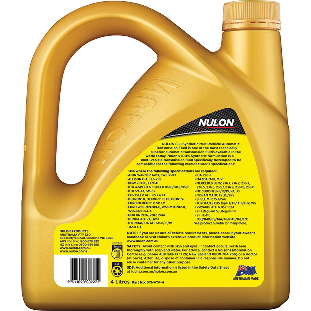 Nulon ATF Multi Vehicle Automatic Transmission Fluid 4 Litre
