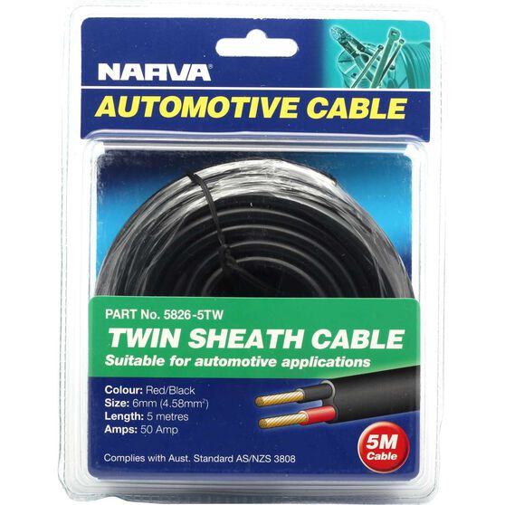 Narva Automotive Cable - Twin Sheath, 50 Amp 6mm x 5m, , scaau_hi-res