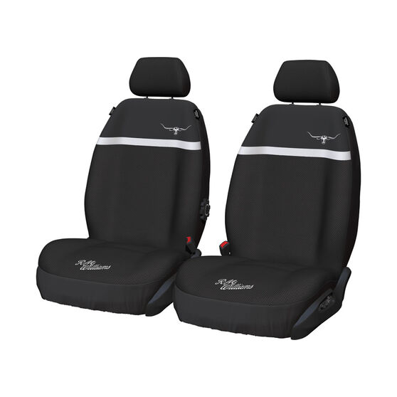 R.M.Williams Mesh Stripe Seat Cover Black/White Adjustable Headrests Airbag Compatible, , scaau_hi-res