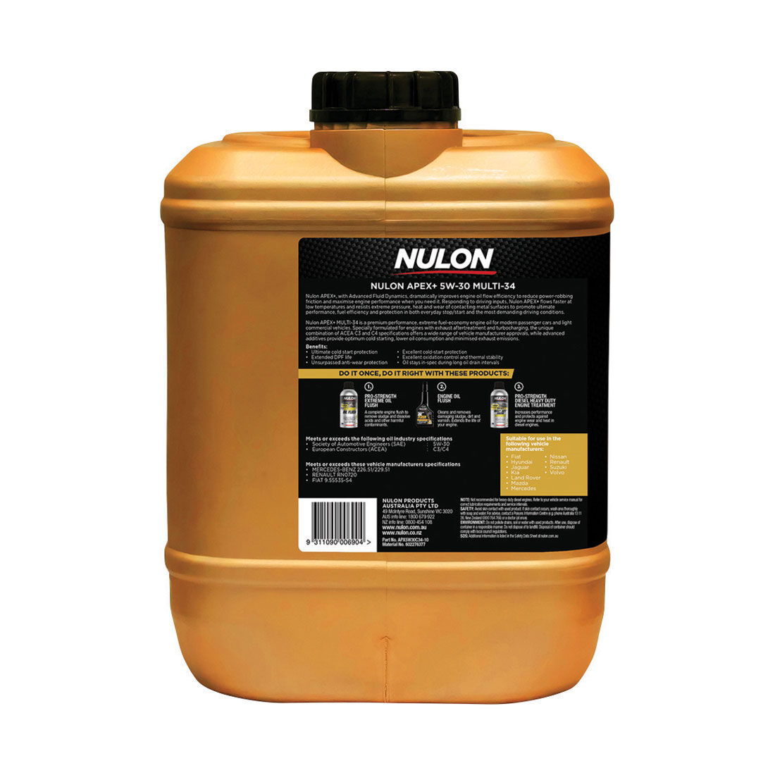 Nulon APEX+ 5W-30 MULTI-34 Engine Oil 10 Litre, , scaau_hi-res