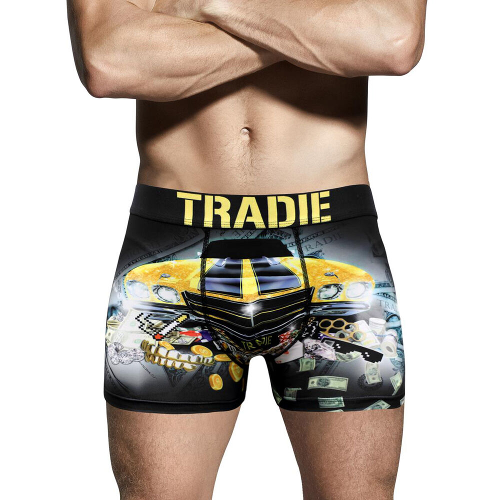 Tradie Men's No Chaffe Recycled Trunks Black/Yellow