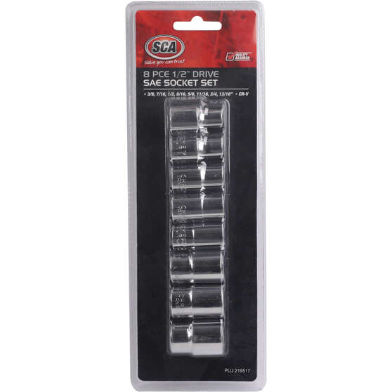SCA Socket Set 1/2" Drive SAE 8 Piece, , scaau_hi-res