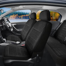 SCA Velour Executive Seat Cover Pack Black Adjustable Headrests Airbag Compatible 30&06H SAB, , scaau_hi-res