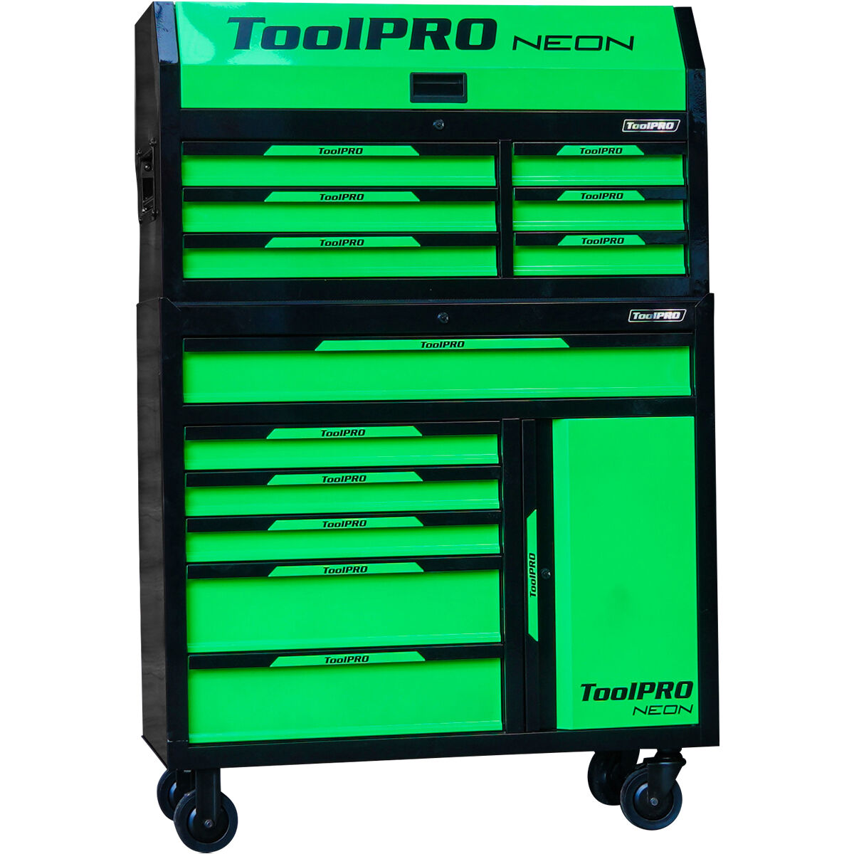 ToolPRO Neon Tool Cabinet Chest Set Green 12 Drawer 42 Inch