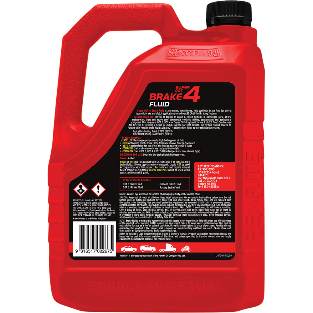 Penrite Brake Fluid Super DOT 4 4L Supercheap Auto