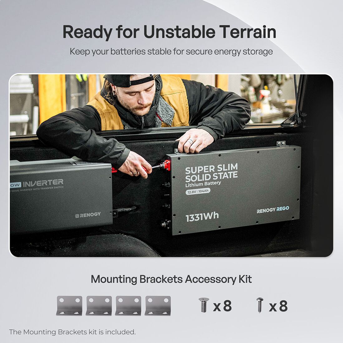 Renogy REGO Slimline Lithium Deep Cycle Battery 12.8V 104Ah LiFePO4, , scaau_hi-res