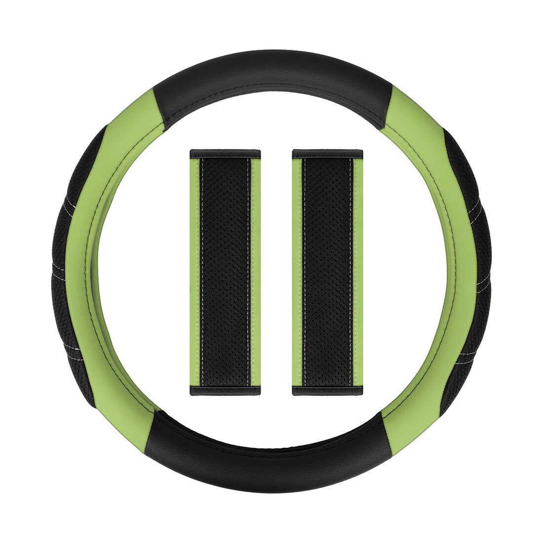 SCA Steering Wheel Cover & Seat Belt Buddie Set Lime Green, , scaau_hi-res