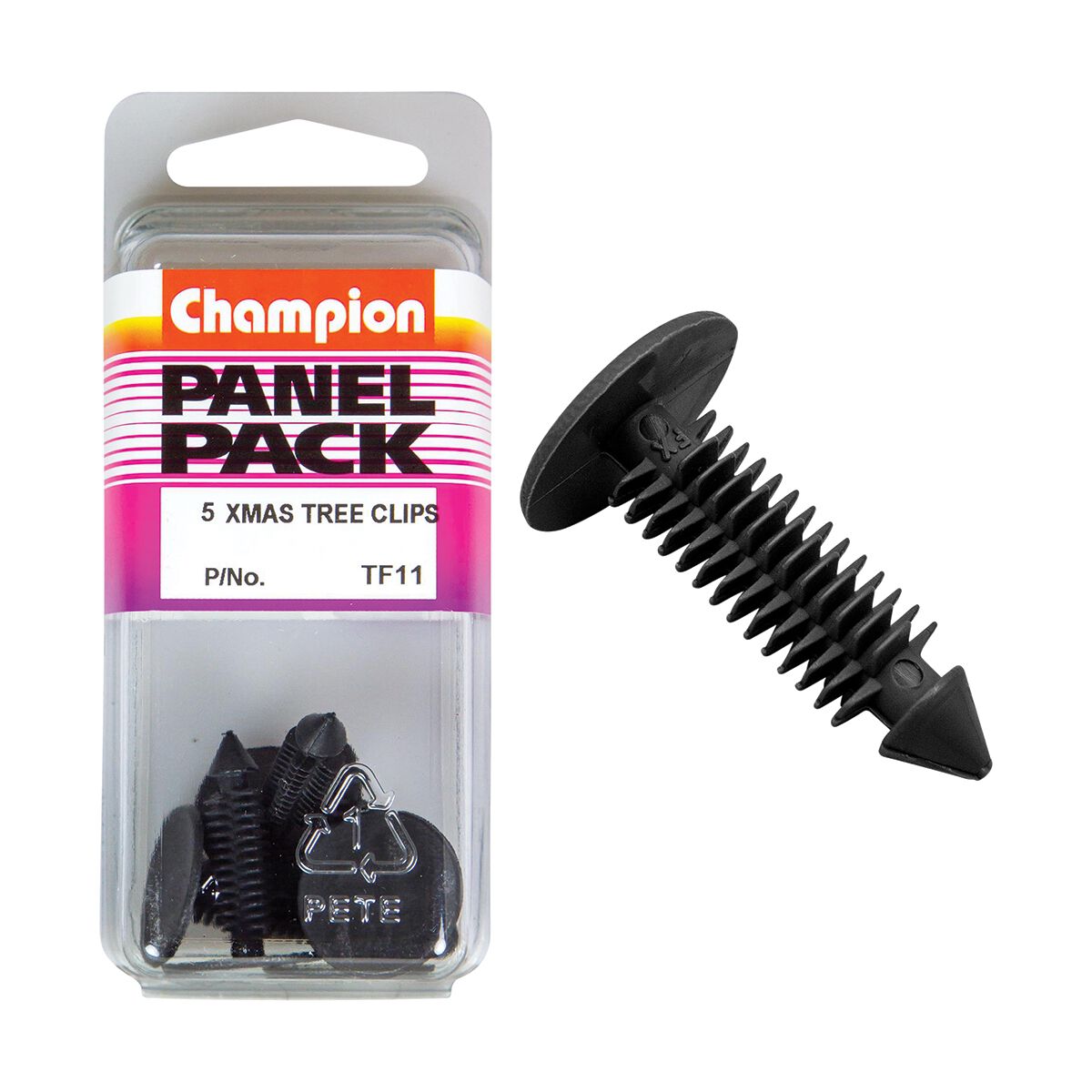 Champion Panel Pack Christmas Tree Clips Black TF11, 7.6mmx27mm, , scaau_hi-res