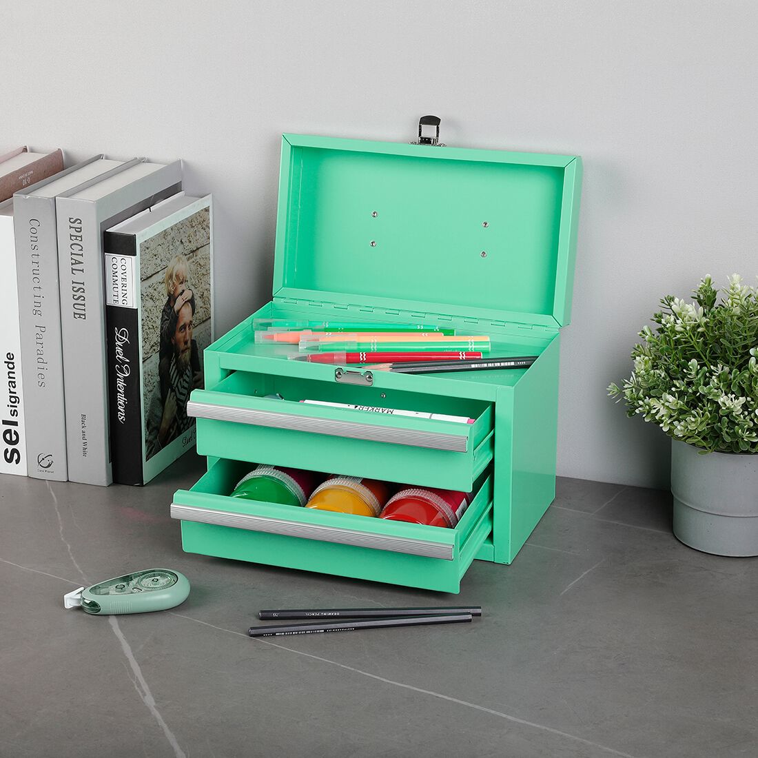 ToolPRO Aqua Mini Tool Chest With Handle, , scaau_hi-res