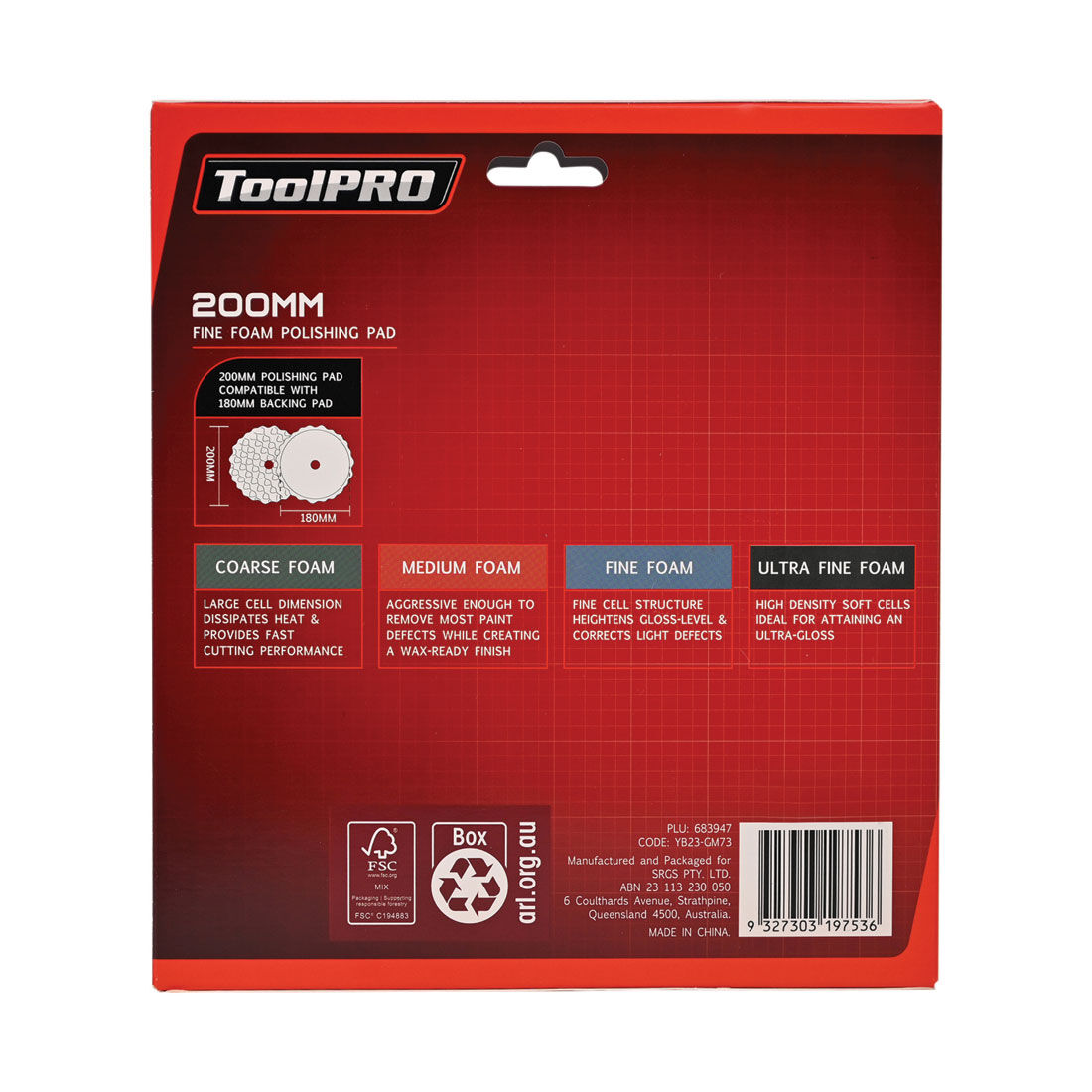 ToolPRO 200mm Fine Foam Polishing Pad  Blue, , scaau_hi-res