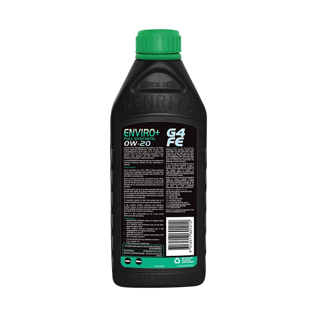 Penrite Enviro+ G4 FE Engine Oil - 0W-20 1 Litre, , scaau_hi-res