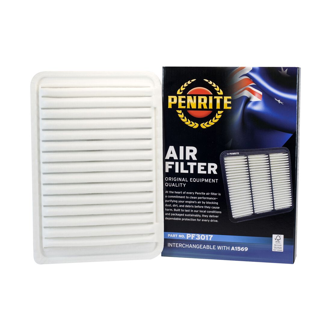 Penrite Air Filter PF3017 (Interchangeable with A1569), , scaau_hi-res