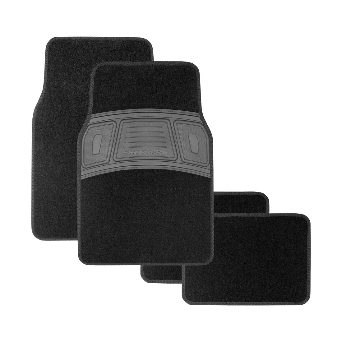 Skechers Carpet Floor Mats Black Front & Rear Set, , scaau_hi-res