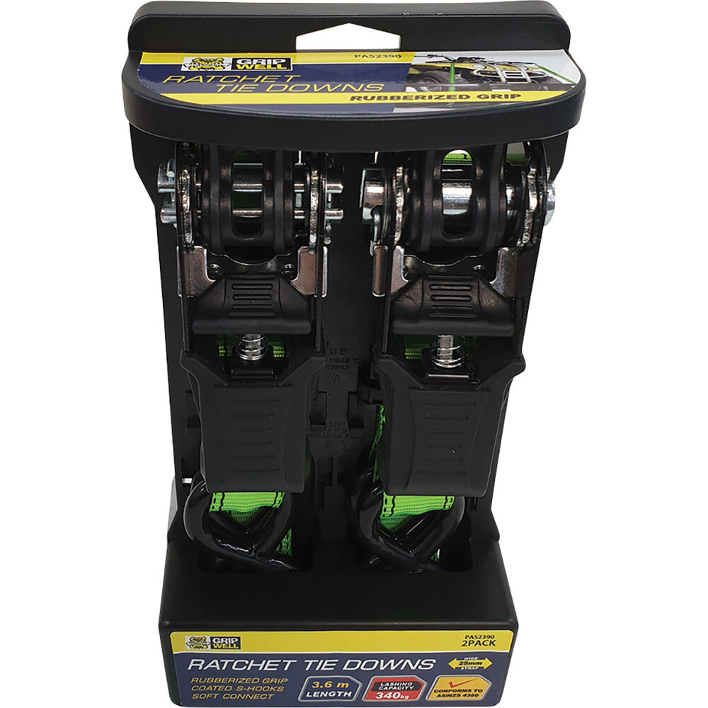 Gripwell Ratchet Tie Down 3.6m, 2 Pack Supercheap Auto