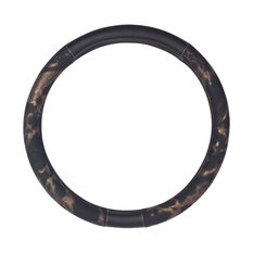 SCA Steering Wheel Cover Leather Look/PVC Black/Gold 380mm Diameter, , scaau_hi-res