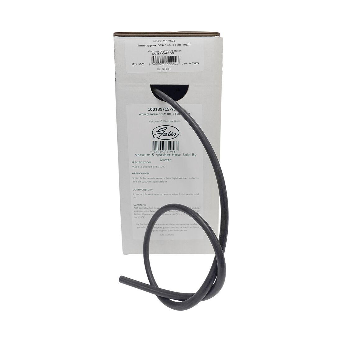 Gates Vacuum & Washer Hose 4.0mm (5/32 inch) Sold by Metre, , scaau_hi-res