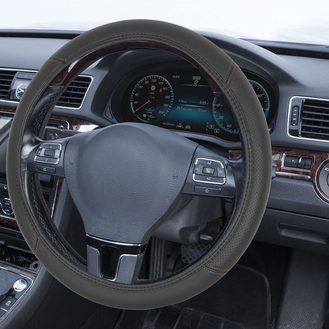 SCA Soft Steering Wheel Cover Leather Look Red/Blue, , scaau_hi-res