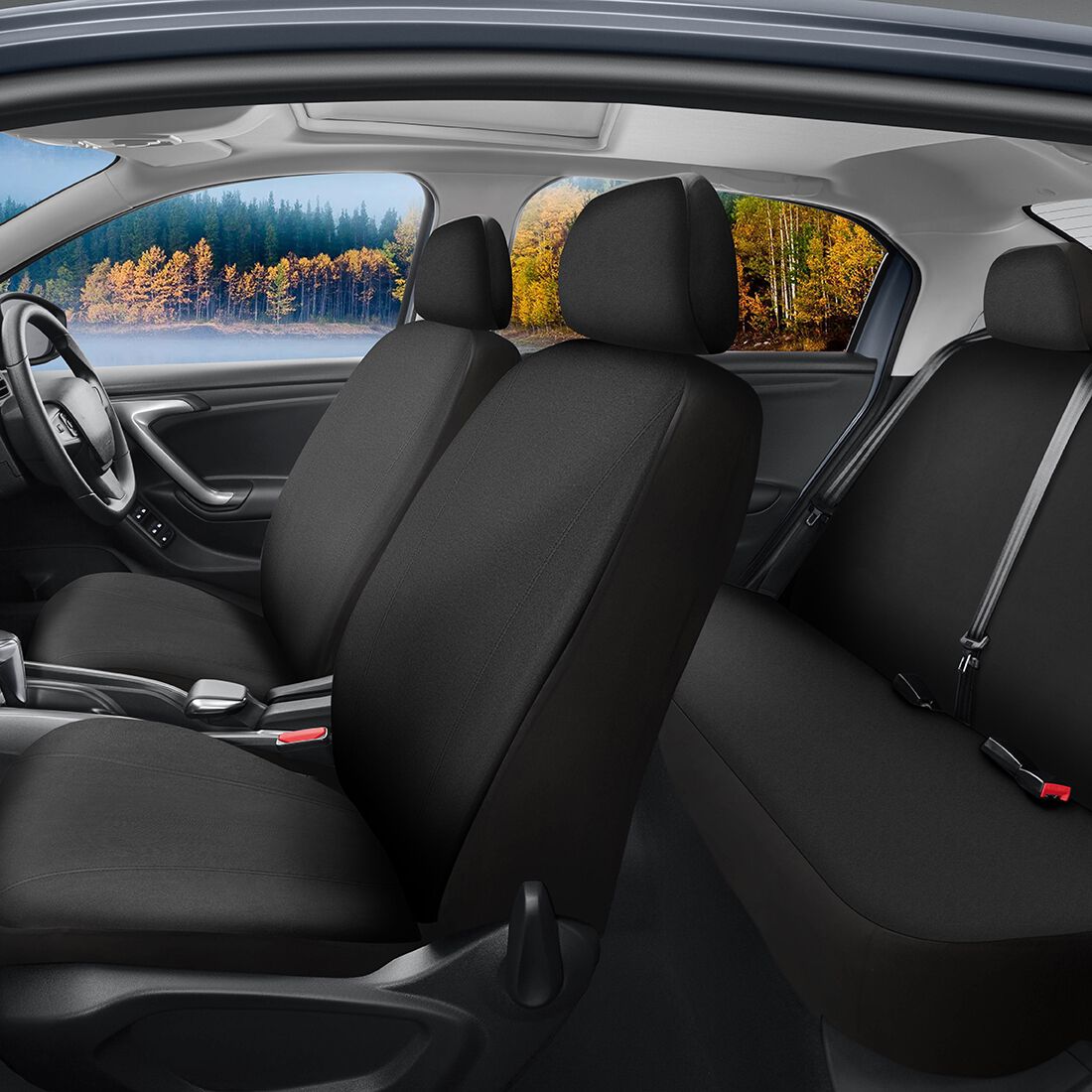 SCA Essential Polyester Seat Covers Set Black, Adjustable Headrests, Airbag Compatible, Size 30A&06H, , scaau_hi-res