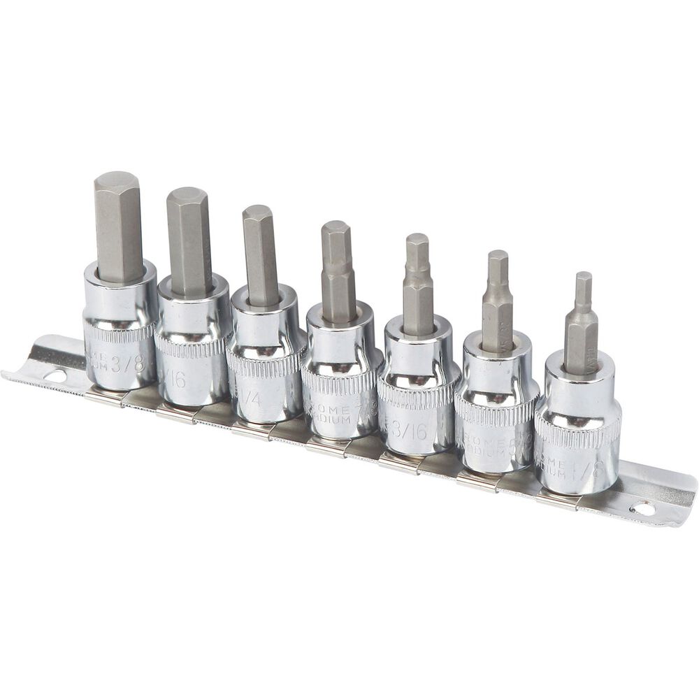 SCA Hex Bit Socket Set 3 / 8in Drive, Imperial, 7 Pieces Supercheap