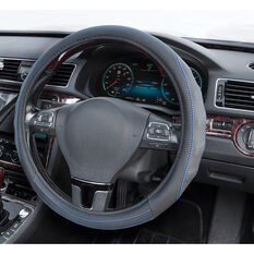 SCA Steering Wheel Cover - PU Racing, Black/Blue, 380mm diameter, , scaau_hi-res