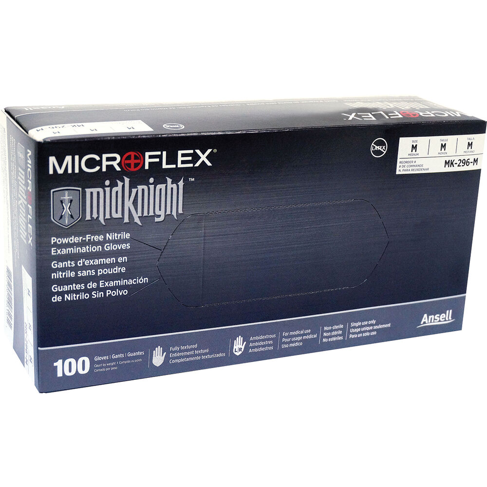 MICROFLEX Midknight Black PF Nitrile Gloves Large 100 pack