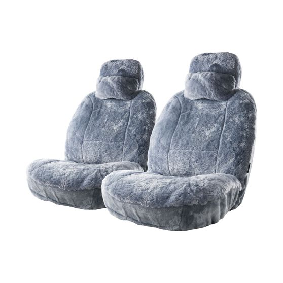 Platinum CLOUDLUX Sheepskin Seat Covers Grey Adjustable Headrests