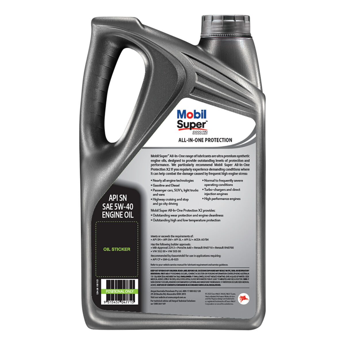 Mobil Super 3000 X2 Engine Oil 5W-40 5 Litre, , scaau_hi-res