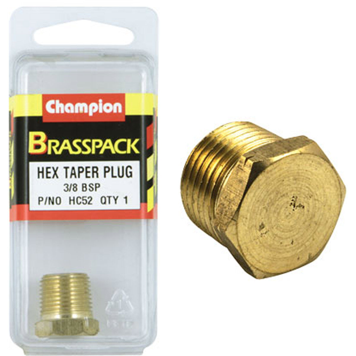 Champion Brass Pack Hex Taper Plug HC52, 3/8", , scaau_hi-res