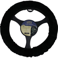 Cloud Steering Wheel Cover - Sheepskin, Black, 380mm diameter, , scaau_hi-res