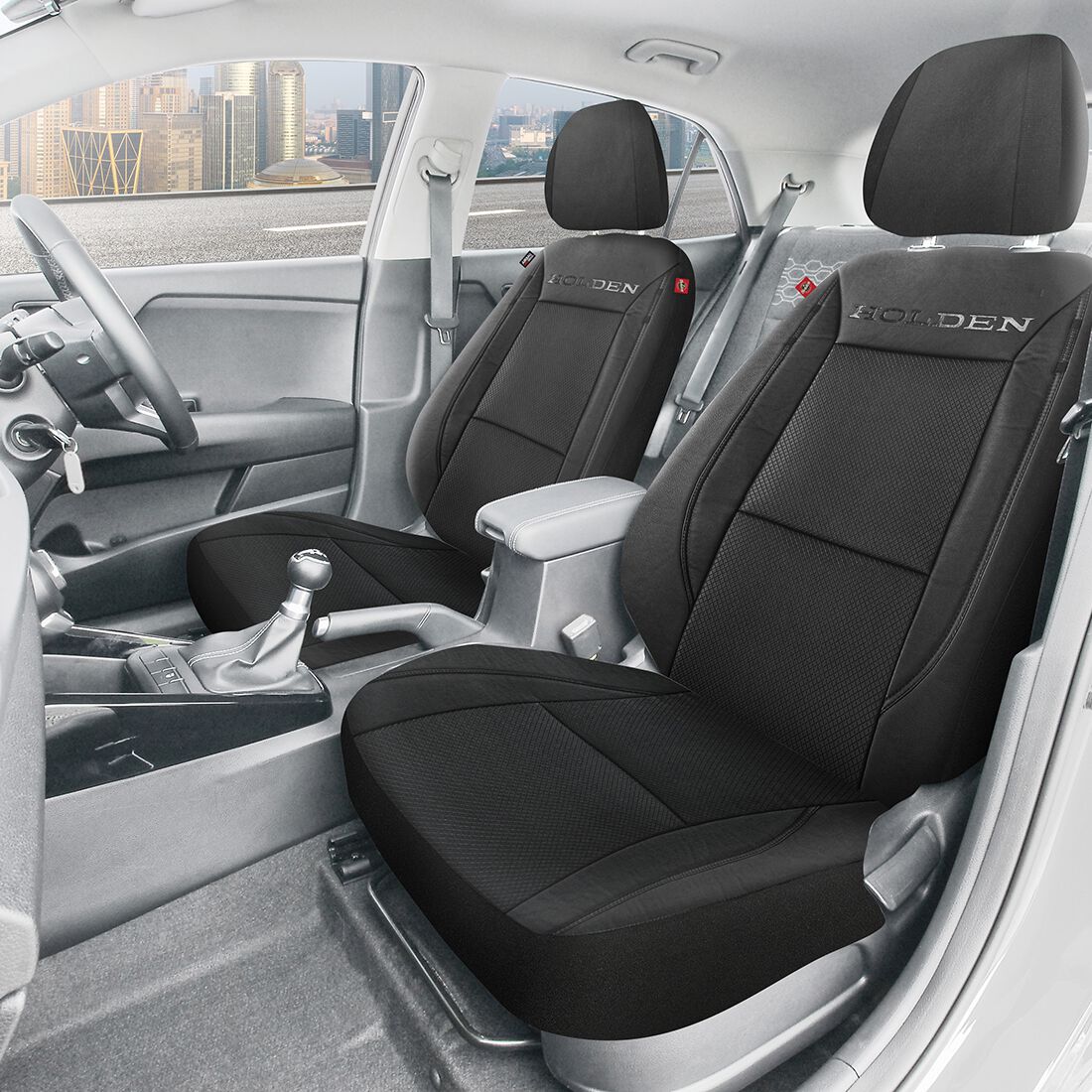 Holden Heritage 2-piece Belmont Front Seat Covers - Black, , scaau_hi-res