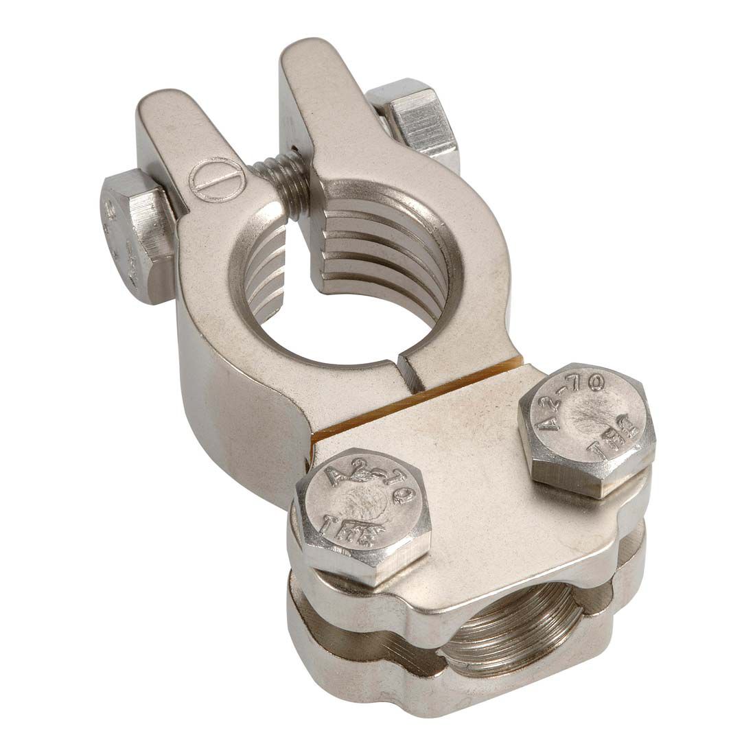 Projecta Battery Terminal Satin Forged Brass Heavy Duty Saddle Negative BT811H-N1, , scaau_hi-res