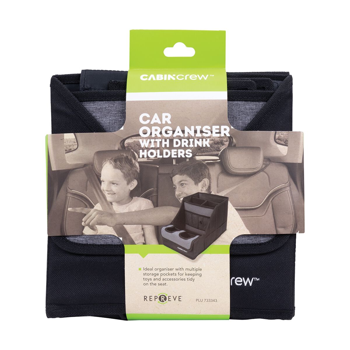 Cabin Crew Kids Repreve BackSeat Organiser Black/Grey, , scaau_hi-res