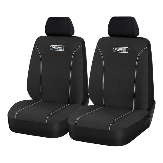 Ridge Ryder Canvas Seat Covers Black/Grey Piping Adjustable Headrests Airbag Compatible 30SAB, , scaau_hi-res
