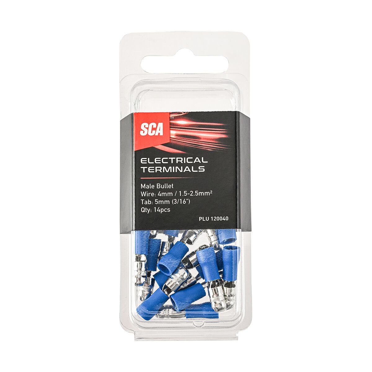 SCA Electrical Terminals Male Bullet 5mm Blue 14 Piece, , scaau_hi-res