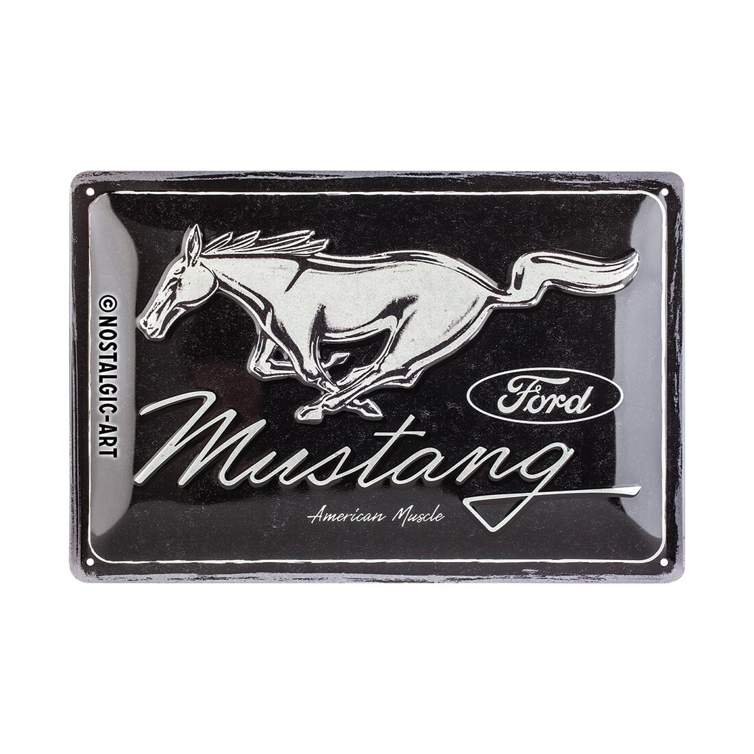Nostalgic-Art Tin Sign 20x30cm Ford Mustang Horse Logo Black, , scaau_hi-res