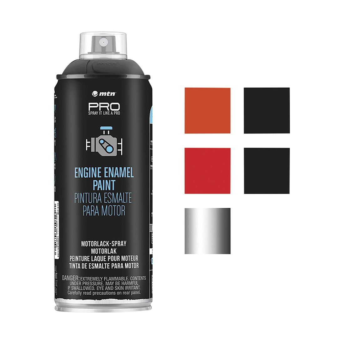 MTN PRO Engine Enamel Black Satin 400ml Spray Paint, , scaau_hi-res
