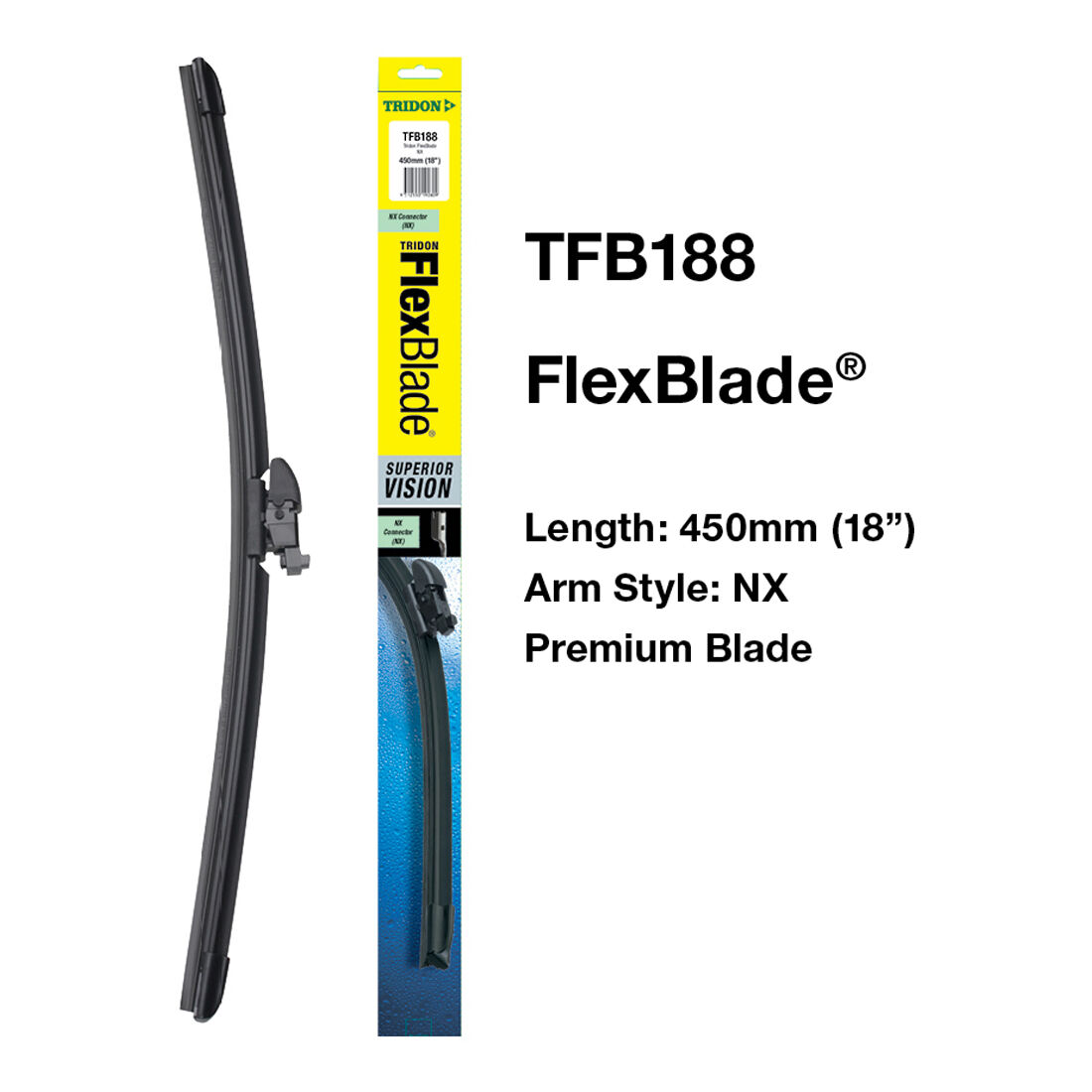 Tridon FlexBlade Wiper 450mm (18") Single - TFB188, , scaau_hi-res