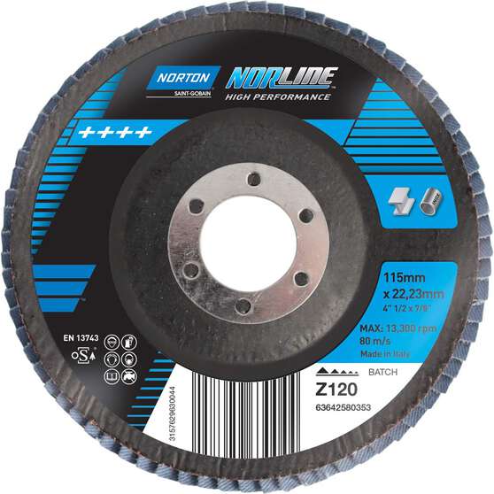 Norton Flap Disc 115mm, 120 Grit, , scaau_hi-res