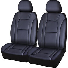 SCA Leather Look Seat Covers - Black / Carbon, Adjustable Headrests, Size 30, Front Pair, Airbag Compatible, , scaau_hi-res