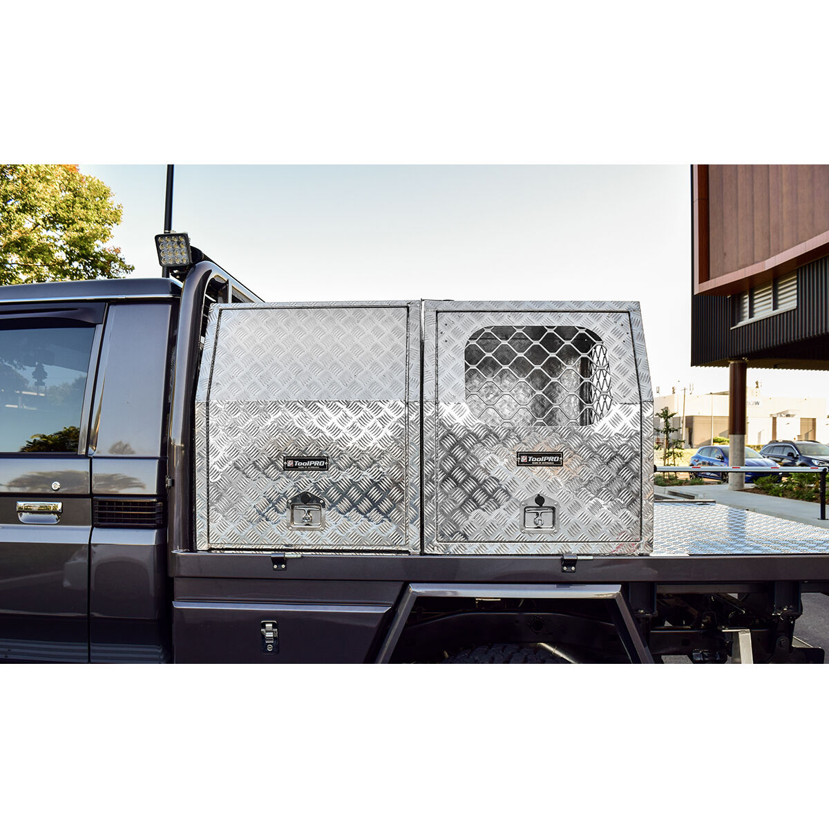 ToolPRO Dog Box - Modular, Aluminium Checker Plate, , scaau_hi-res