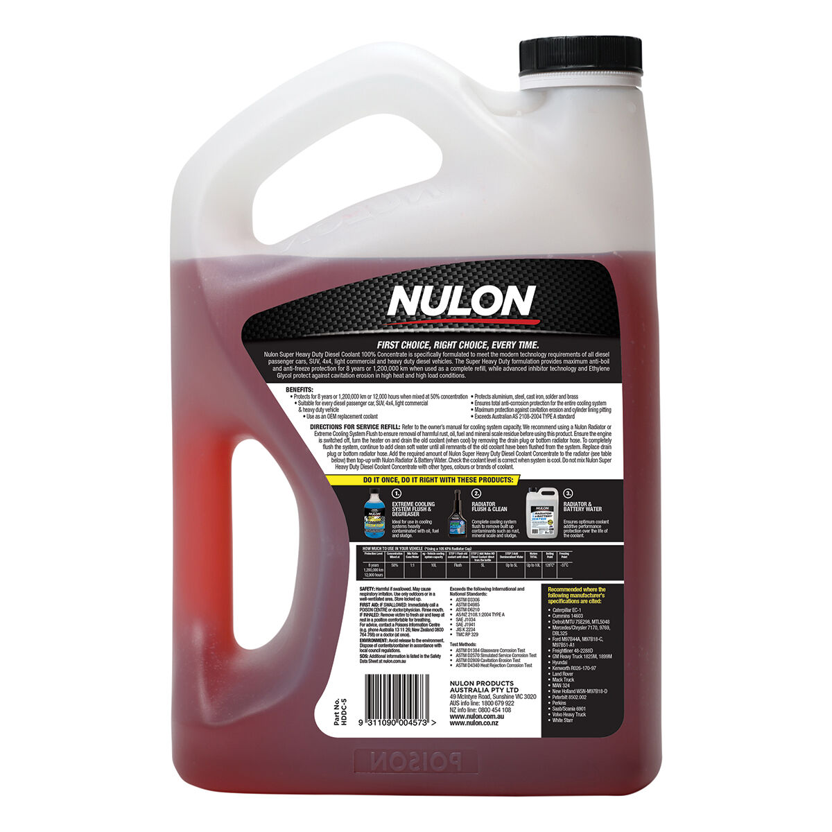 Nulon Red Heavy Duty Diesel Coolant Concentrate - 5 Litres, , scaau_hi-res